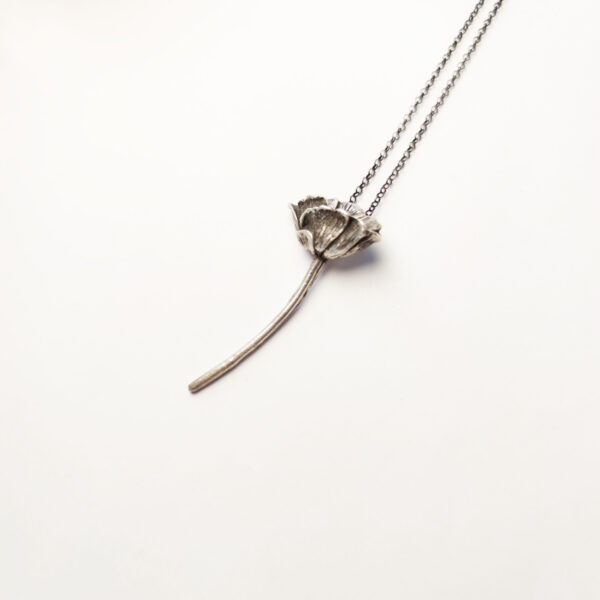 poppy flower pendant Poppy Flower Necklace 925 Handmade