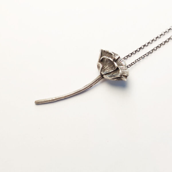 poppy flower pendant Poppy Flower Necklace 925 Handmade