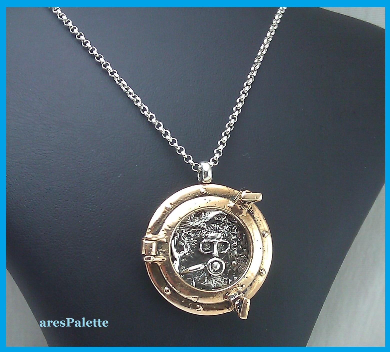 Scuba Necklace and OK sign 925 Silver & Bronze Handmade