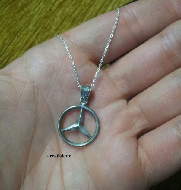 Mercedes-Benz Halskette Oxidised Double Side Silver Mercedes Necklace