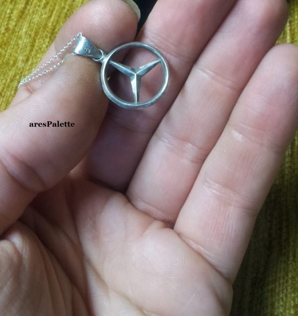 Mercedes-Benz Halskette Oxidised Double Side Silver Mercedes Necklace