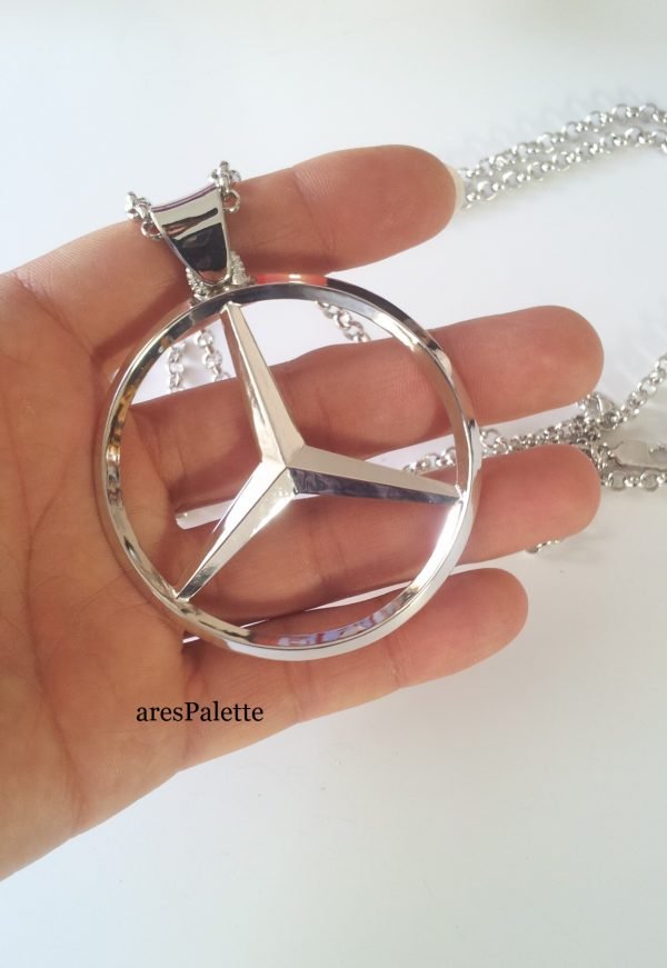 Mercedes Necklace Big Logo Necklace-Handmade-925 silver