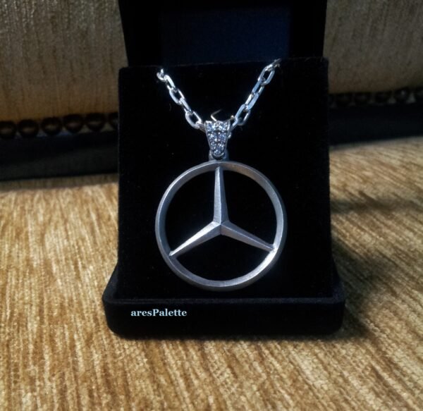 Mercedes Necklace Double Side Logo Necklace-Fully Handmade-925 silver