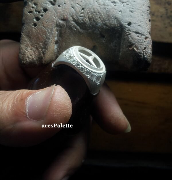 Mercedes Ring Special design ring-925 silver-White Swarovski-Custom Initials