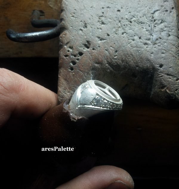 Mercedes Ring Special design ring-925 silver-White Swarovski-Custom Initials