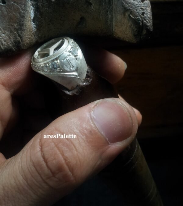 Mercedes Ring Special design ring-925 silver-White Swarovski-Custom Initials
