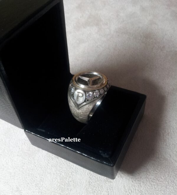 Mercedes Ring Special design ring-925 silver-White Swarovski-Custom Initials