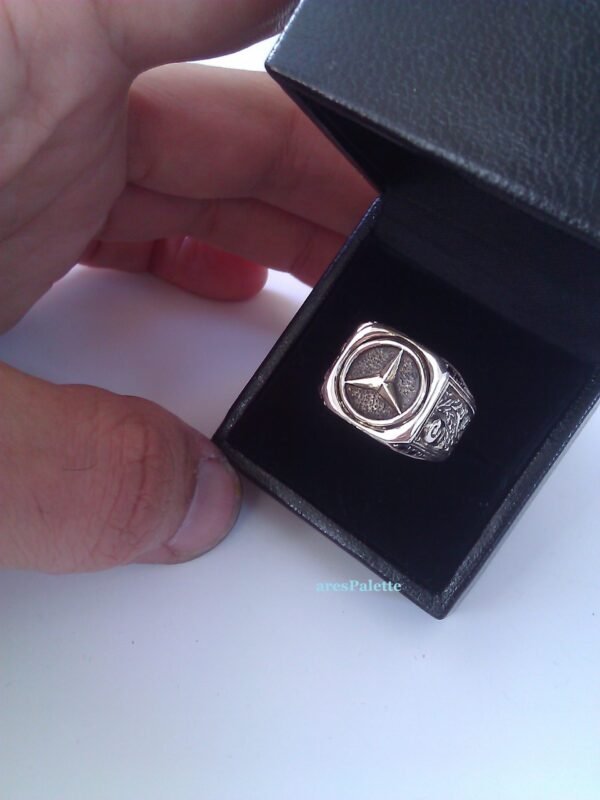 Mercedes Ring Special design ring-925 silver-Black Swarovski-Custom Lettering or Initials