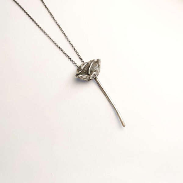 poppy flower pendant Poppy Flower Necklace 925 Handmade