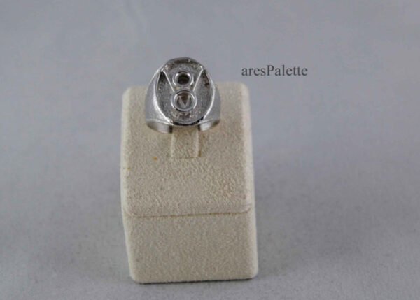 V8 Logo Ring -''White Edition''-Handmade Car Jewellery / 925 Silver