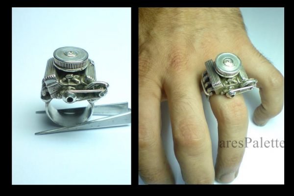 V8 Ring Handmade Car Jewellery V8 Engine Big Block Ring