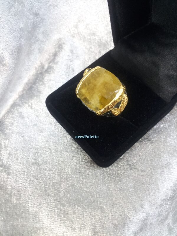 Yellow Aventurine Ring Fully handmade-925 Silver Special Design